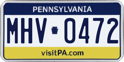 PA license plate MHV0472