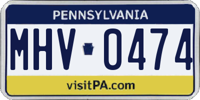 PA license plate MHV0474