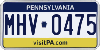 PA license plate MHV0475