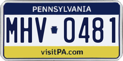 PA license plate MHV0481