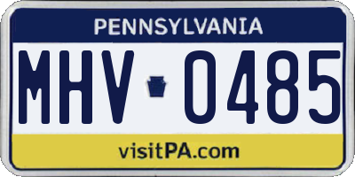 PA license plate MHV0485