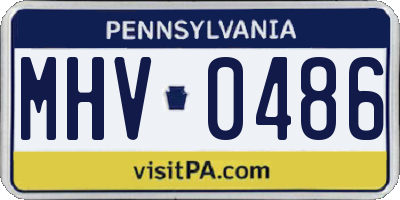 PA license plate MHV0486