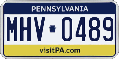 PA license plate MHV0489