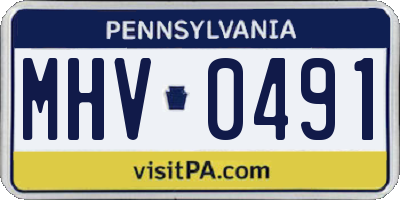 PA license plate MHV0491