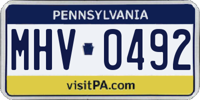 PA license plate MHV0492