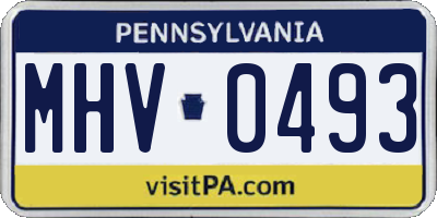 PA license plate MHV0493