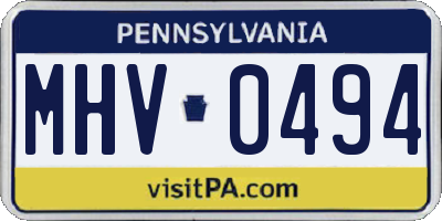 PA license plate MHV0494