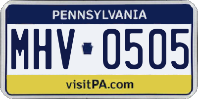 PA license plate MHV0505