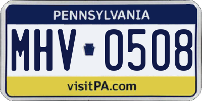 PA license plate MHV0508