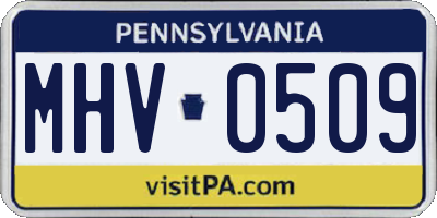 PA license plate MHV0509