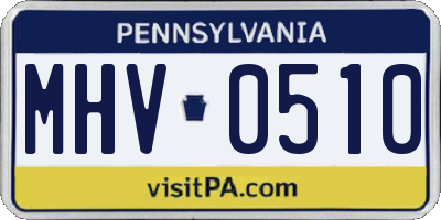 PA license plate MHV0510