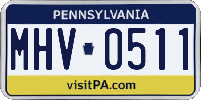 PA license plate MHV0511