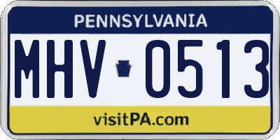 PA license plate MHV0513