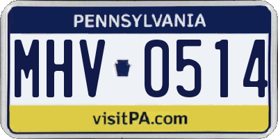 PA license plate MHV0514