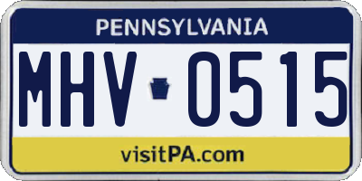 PA license plate MHV0515