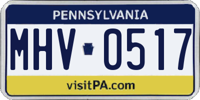 PA license plate MHV0517