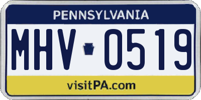 PA license plate MHV0519
