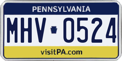 PA license plate MHV0524