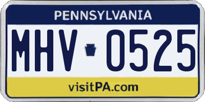 PA license plate MHV0525
