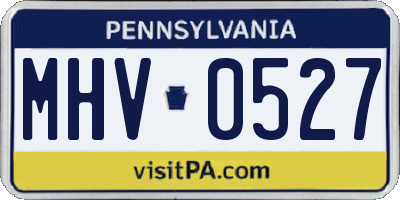 PA license plate MHV0527