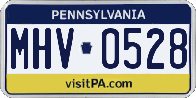PA license plate MHV0528