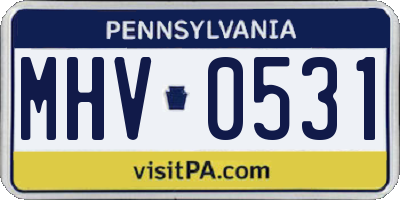 PA license plate MHV0531