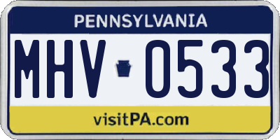PA license plate MHV0533