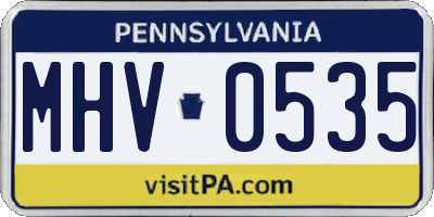 PA license plate MHV0535
