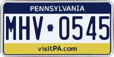 PA license plate MHV0545