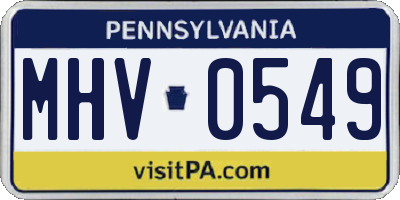 PA license plate MHV0549