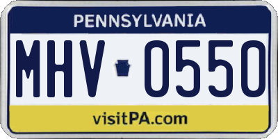 PA license plate MHV0550
