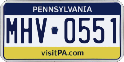 PA license plate MHV0551