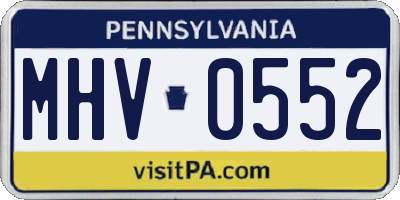 PA license plate MHV0552
