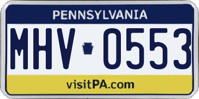 PA license plate MHV0553