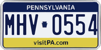 PA license plate MHV0554