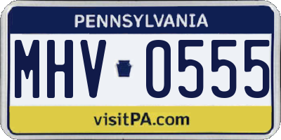 PA license plate MHV0555