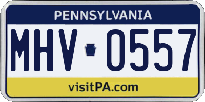 PA license plate MHV0557