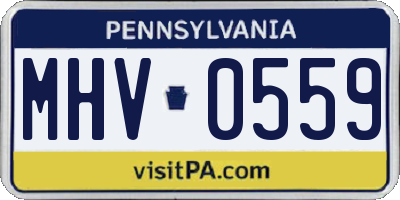 PA license plate MHV0559