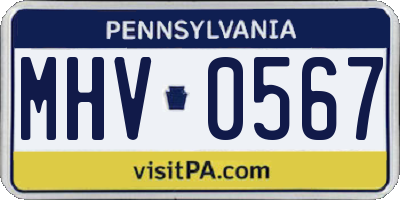 PA license plate MHV0567