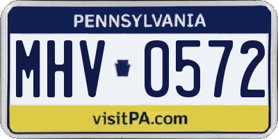 PA license plate MHV0572