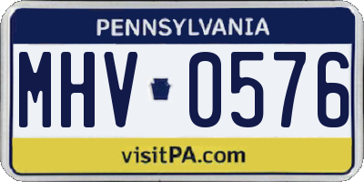 PA license plate MHV0576