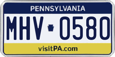 PA license plate MHV0580