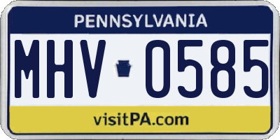 PA license plate MHV0585