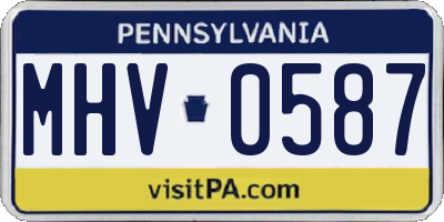 PA license plate MHV0587