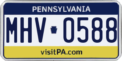 PA license plate MHV0588
