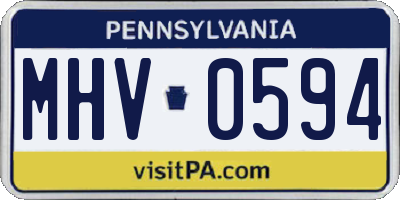 PA license plate MHV0594