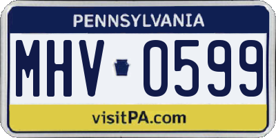 PA license plate MHV0599