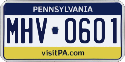 PA license plate MHV0601