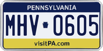 PA license plate MHV0605