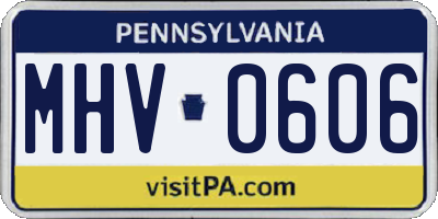 PA license plate MHV0606
